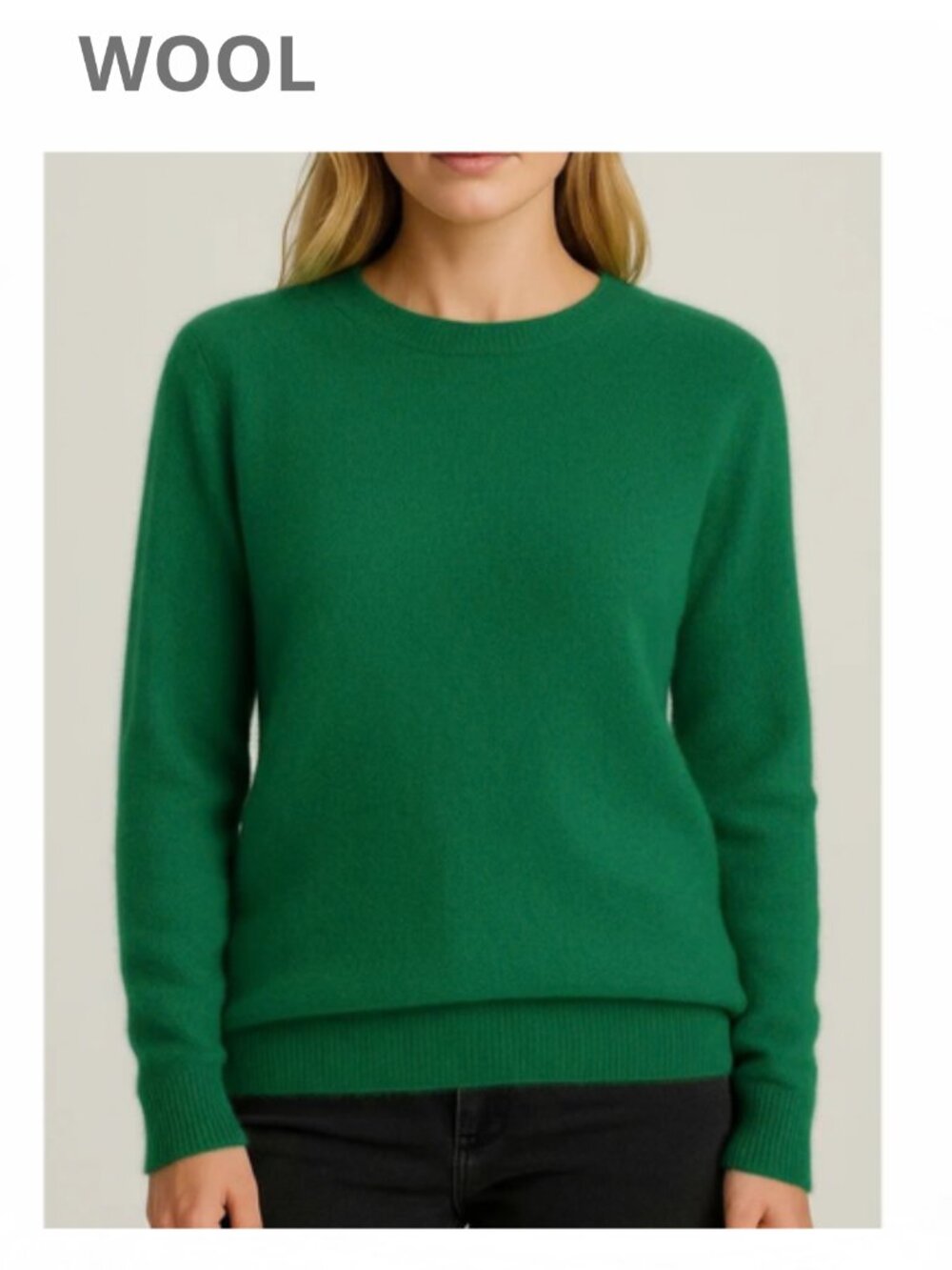 New Green 100% Wool Crew Neck Sweater Large